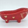 Porte savon baignoire rouge motifs coeur